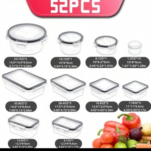 52-Piece Clear Food Storage Container Set - Picture 3 of 12